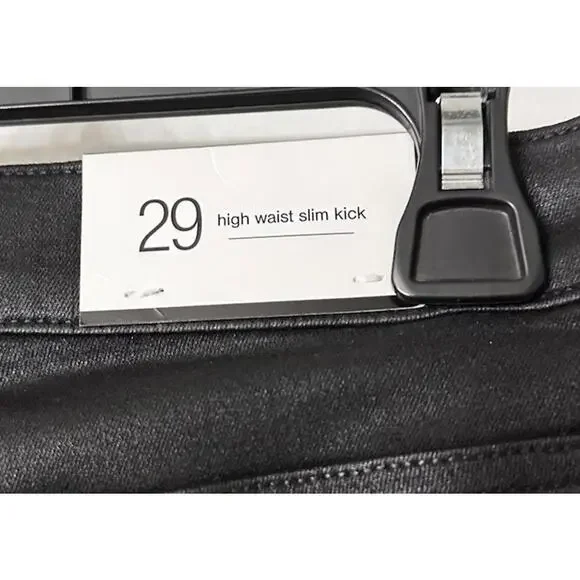 NWT 7 For All Mankind High Waist Slim Kick Womens Black Coated‎ Jeans Size 29
